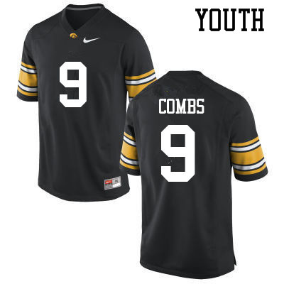 Youth #9 Jack Combs Iowa Hawkeyes College Football Jerseys Sale-Black